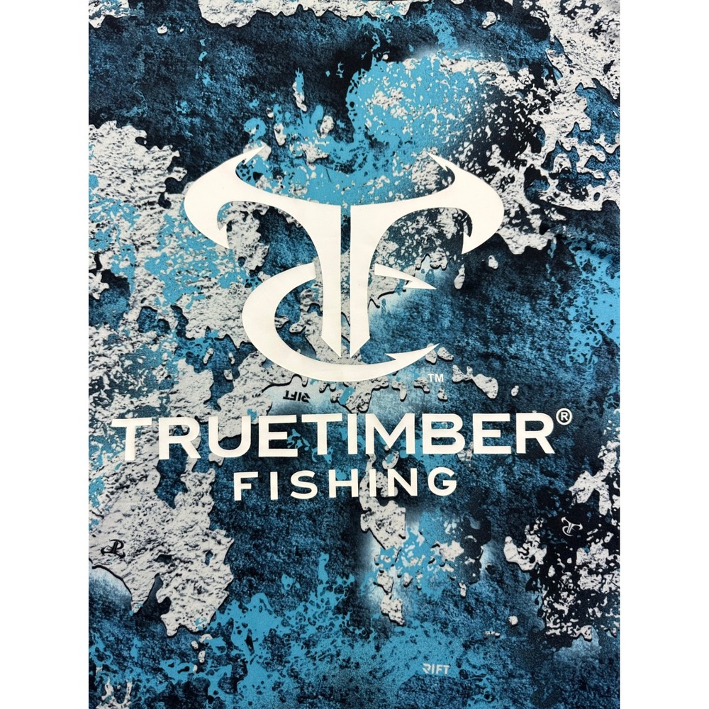 TrueTimber Fishing Men's Rift Camo Performance T-Shirt Blue White‎ Large Logo L